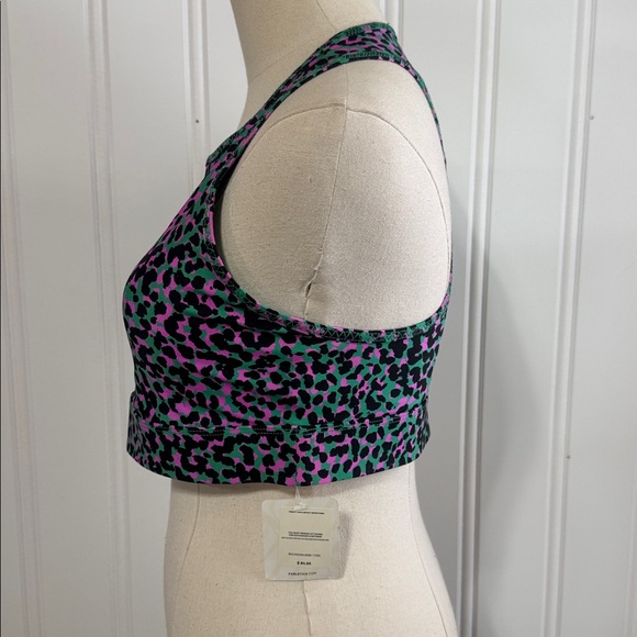 NEW Fabletics Pink and Green Cheetah Trinity High Impact Sports Bra size L - Picture 2 of 7